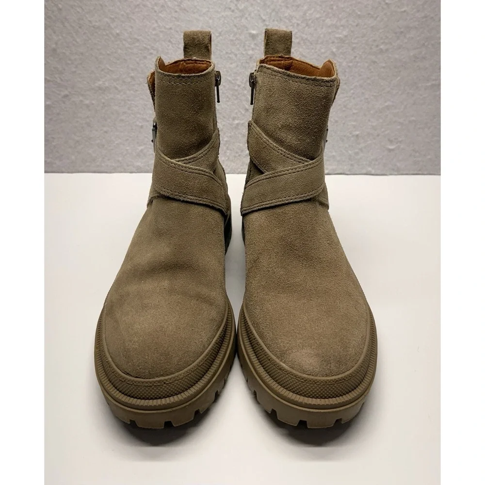 Lucky Brand LP-Elyton Women's Taupe Suede Ankle Boots Lug Sole Buckle Size 7